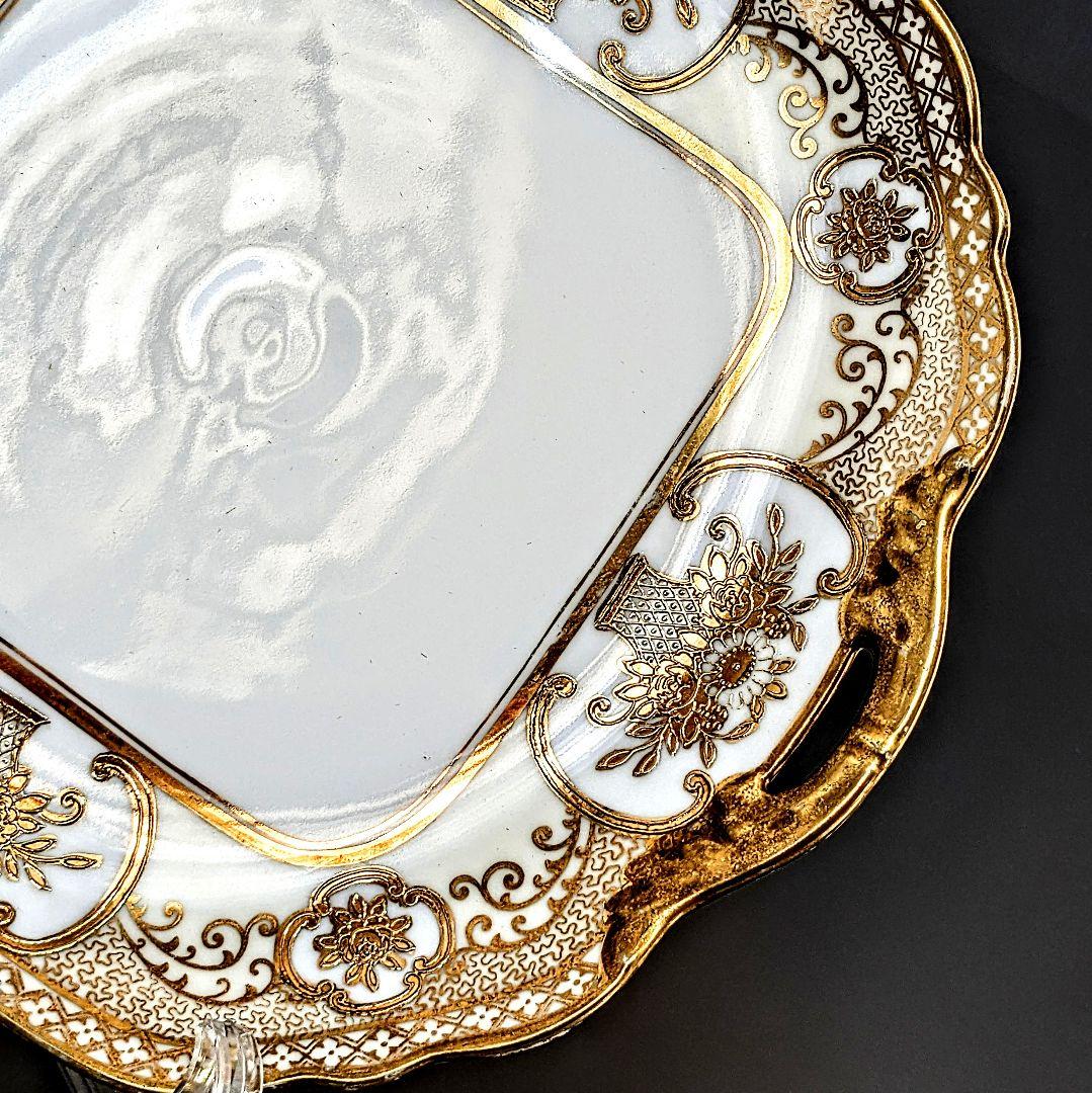 貴重な美品✨オールドノリタケ金盛上花籠装飾図紋マルキ印プレート大皿