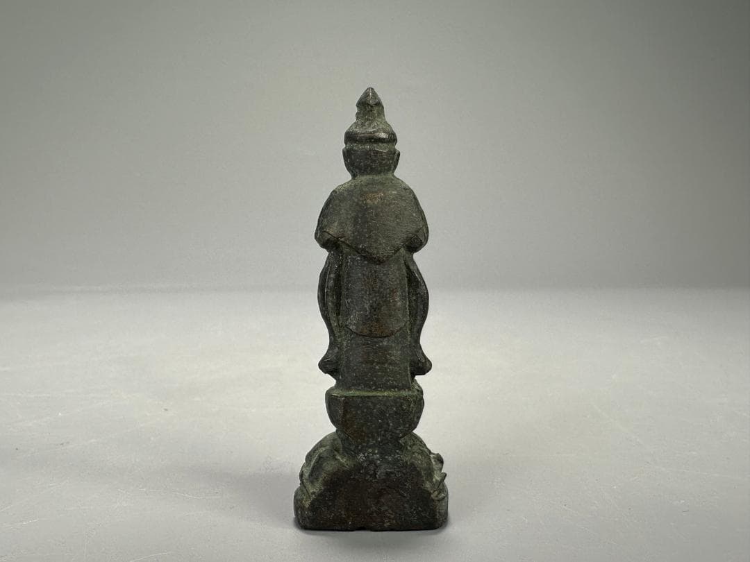 仏教美術　江戸時代　古銅製　観音像　銅仏　豆仏　時代厨子付き　古仏