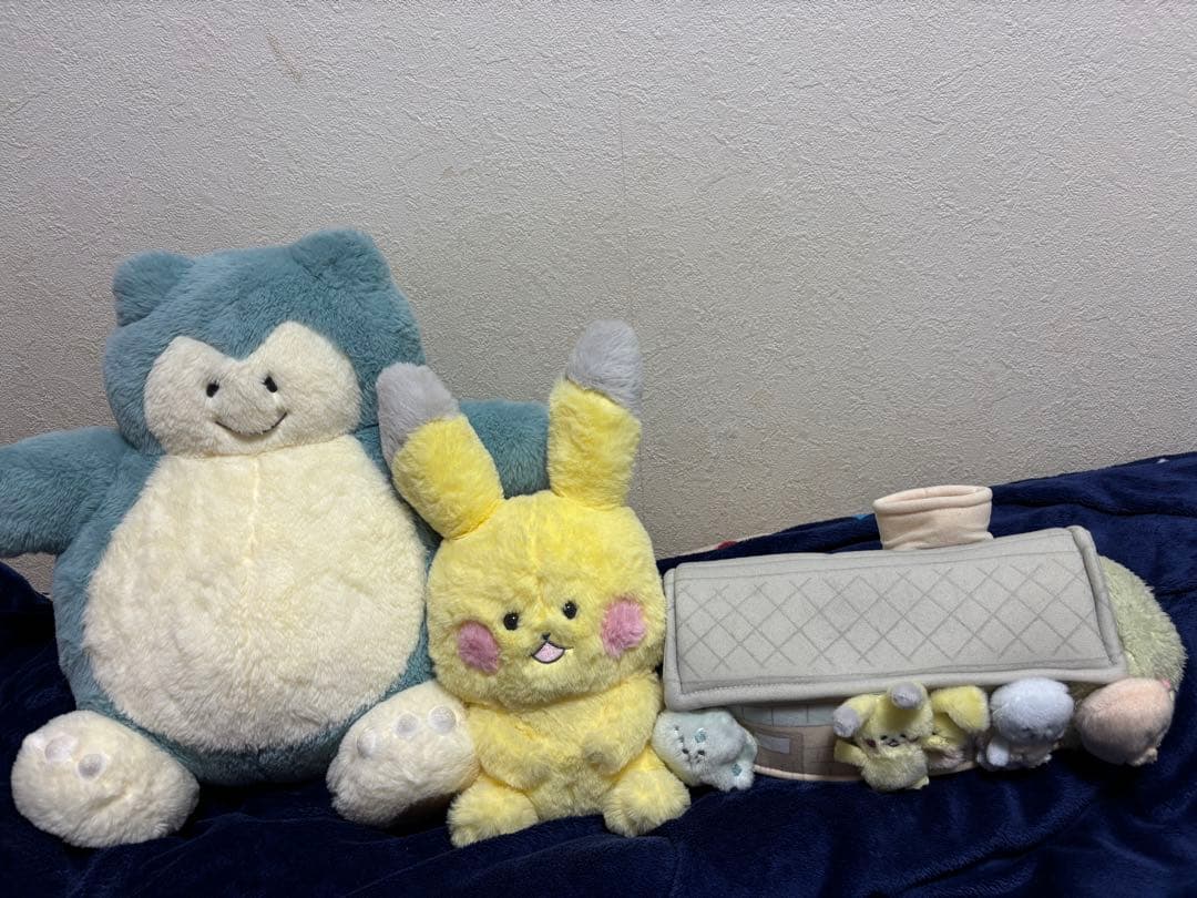 ポケモン レポートかいてね ピカチュウ カビゴン ぬいぐるみ ティッシュカバー