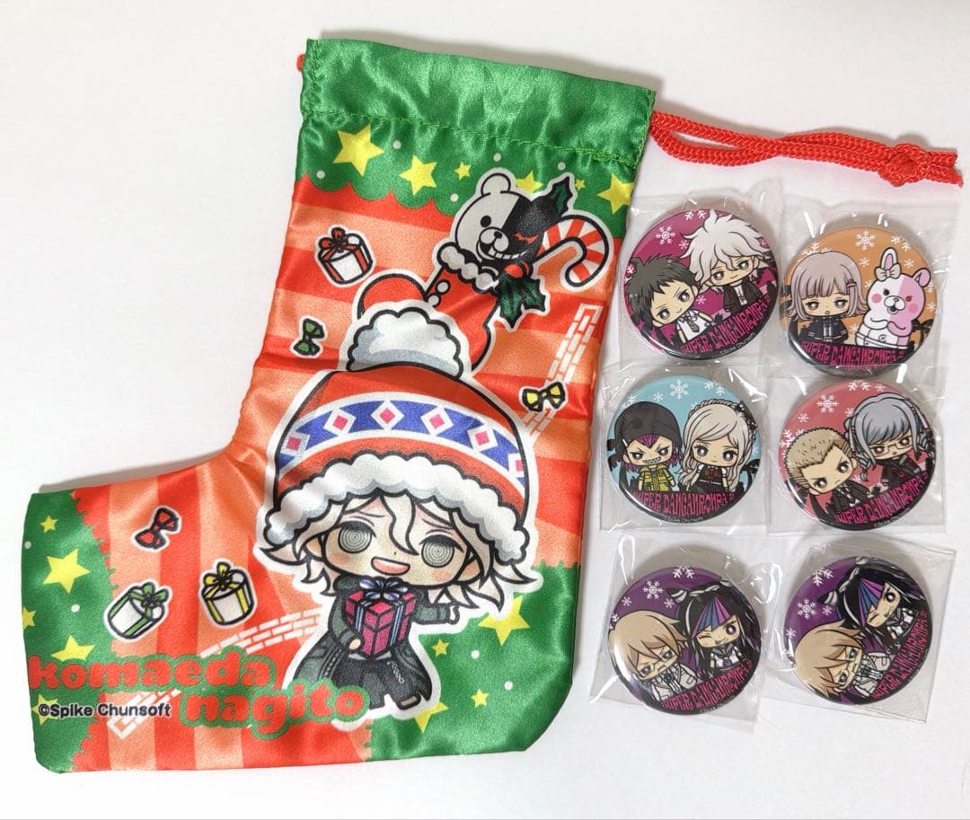 ダンガンロンパ　狛枝&日向 クリスマス巾着、缶バッジ、フィギュアなど28点