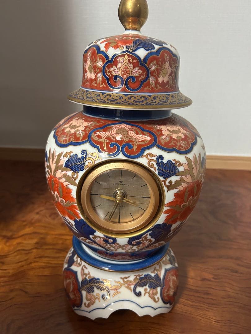 陶器製 壺型時計 花柄