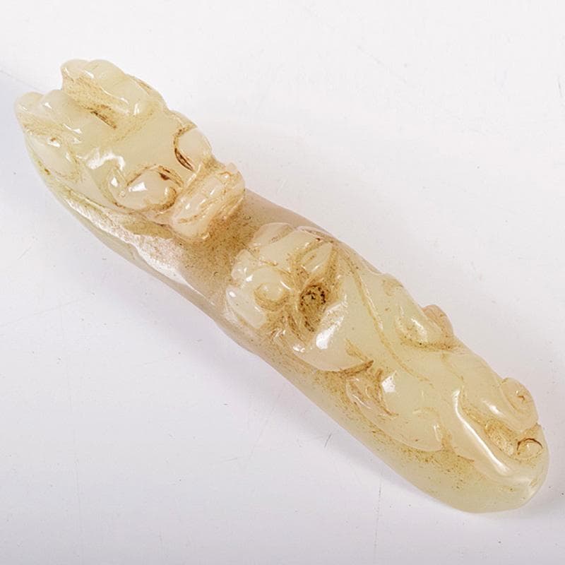 中国　玉石彫刻　神獣刻　帯鉤　筆架　C　8163E