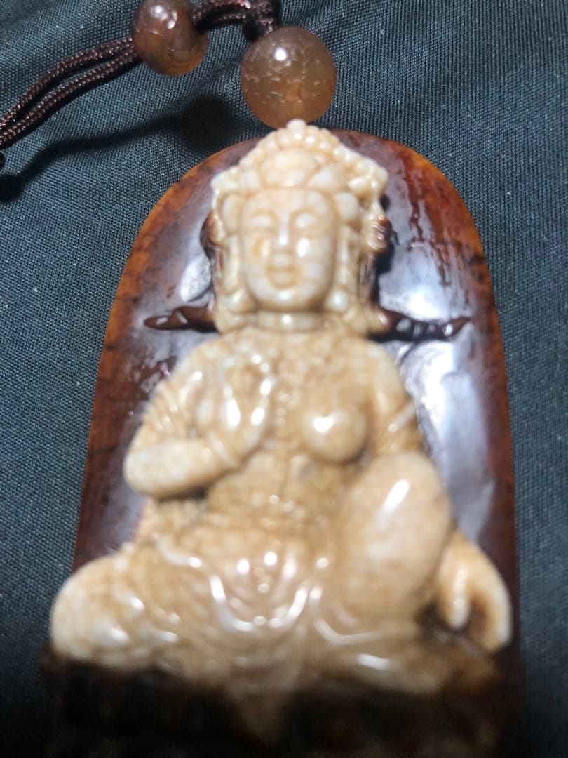 おさる、台湾彫刻天珠‼️西蔵老礦龍紋彫刻タラー女神（ターラー、多羅菩薩）天珠