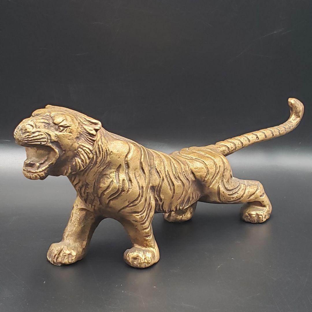 ⑰美術鋳物 虎置物 寅 啓裕作 美術工芸品 干支
