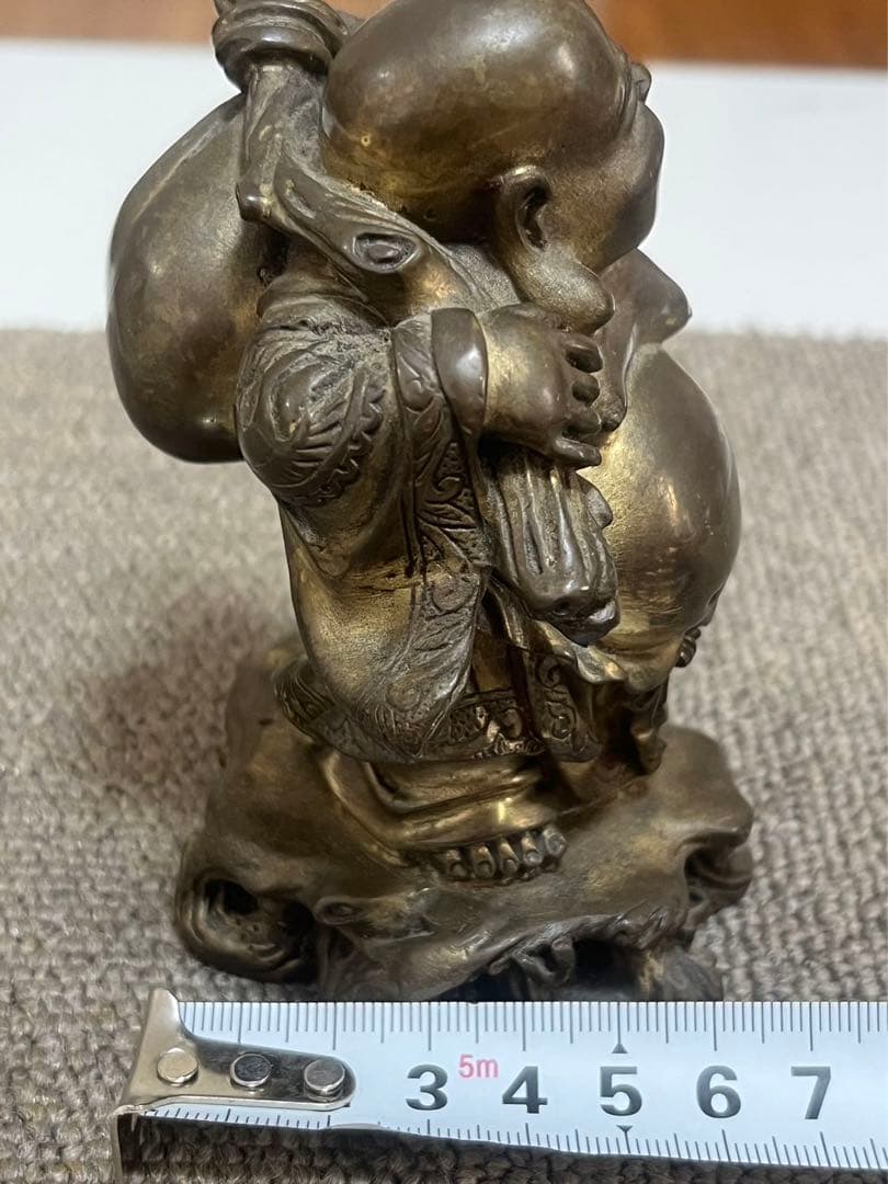 中国美術 布袋様　真鍮骨董　銅製唐物　七福神　大　縁起