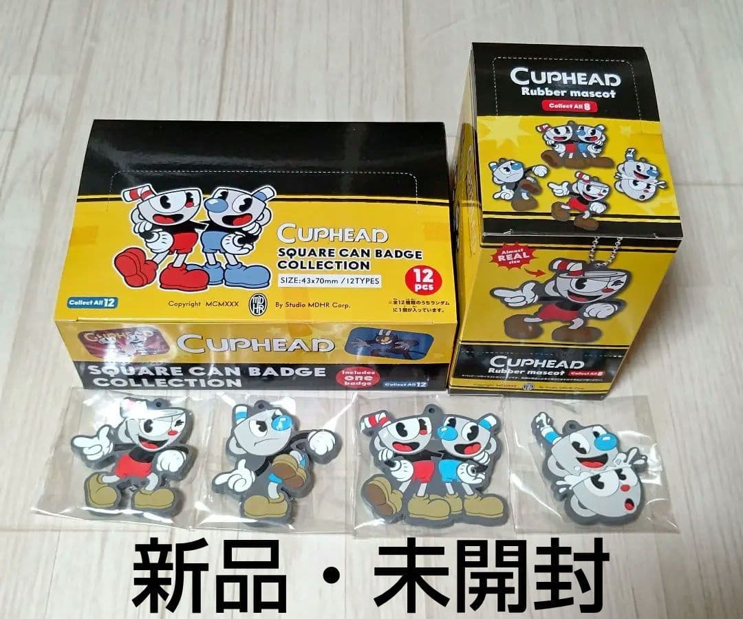 【新品・未開封】カップヘッド　スクエア缶バッジ、ラバーマスコット　まとめ売り