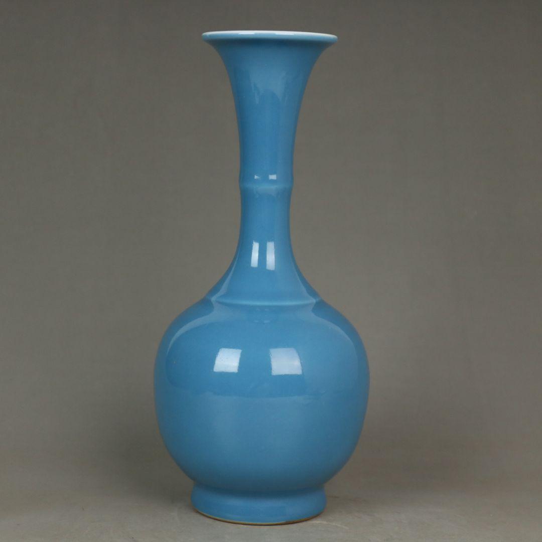 天青釉賞瓶  景徳鎮 陶磁器 装飾品 現代工芸品  美術品 置物