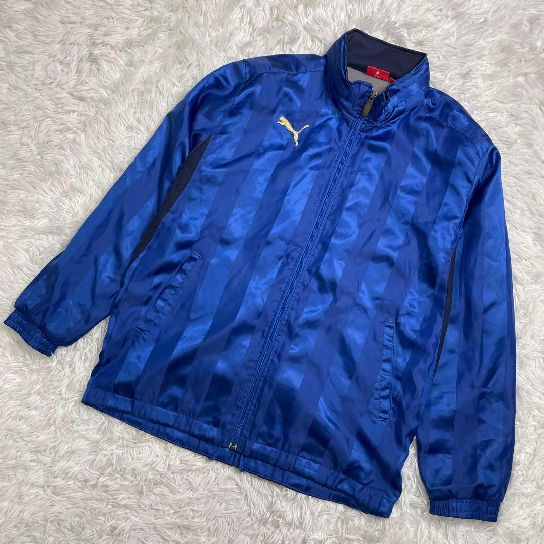 PUMA プーマ　上下セットアップ　青　ストライプ　光沢　スポーツジム　部活