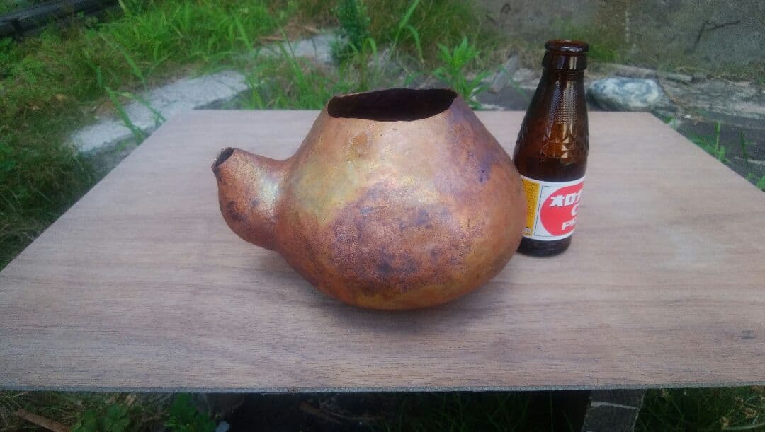 鎚起銅器  口打ち出しのやかん ジャンク1枚の銅板