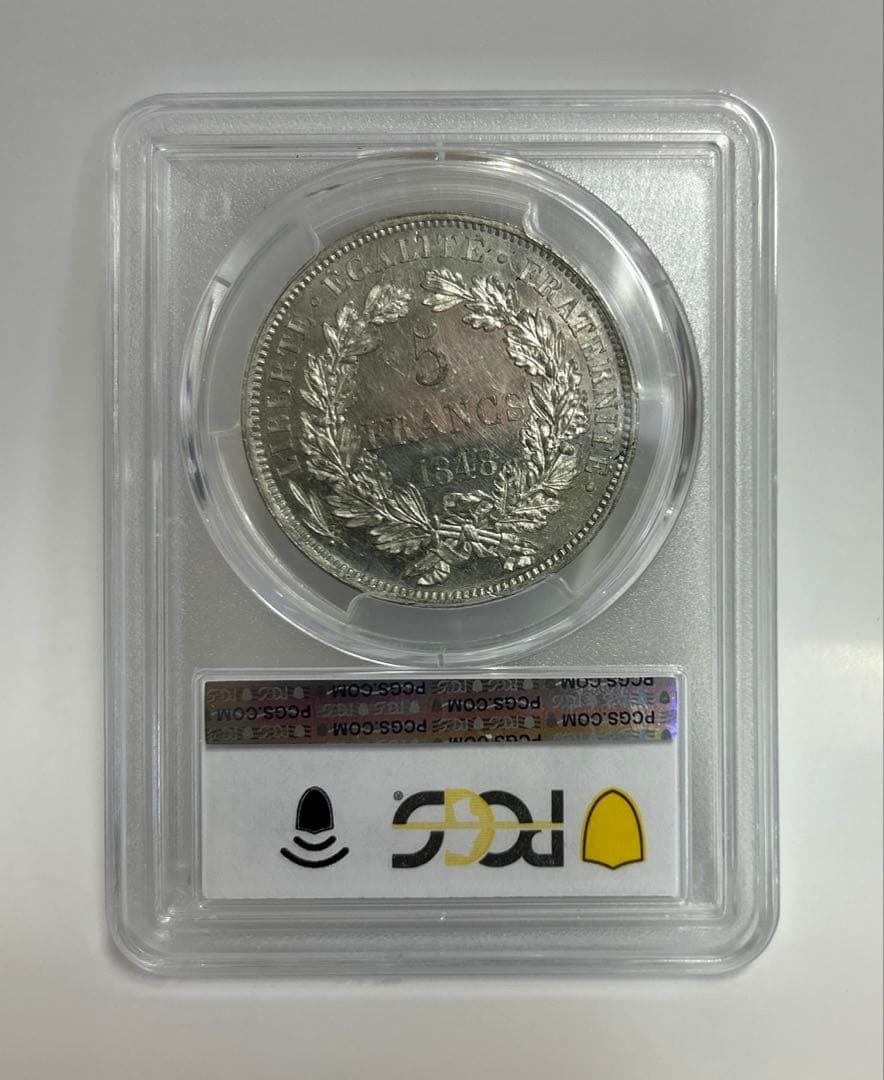 フランス1848豊穣の女神セレス像 試鋳貨パターン5フラン PCGS SP-62