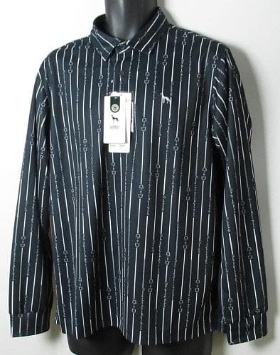 新品 アダバット/adabat ゴルフ　ビットストライプ長袖ポロシャツ/L
