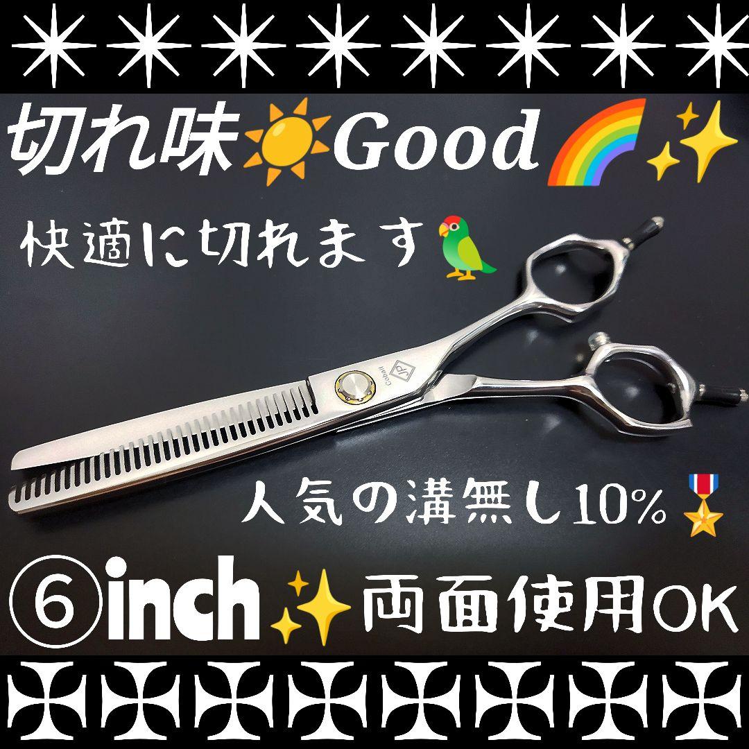 スパスパ快適に切れる理美容師プロ用セニングシザー10%人気の溝無し✨スキバサミ✨