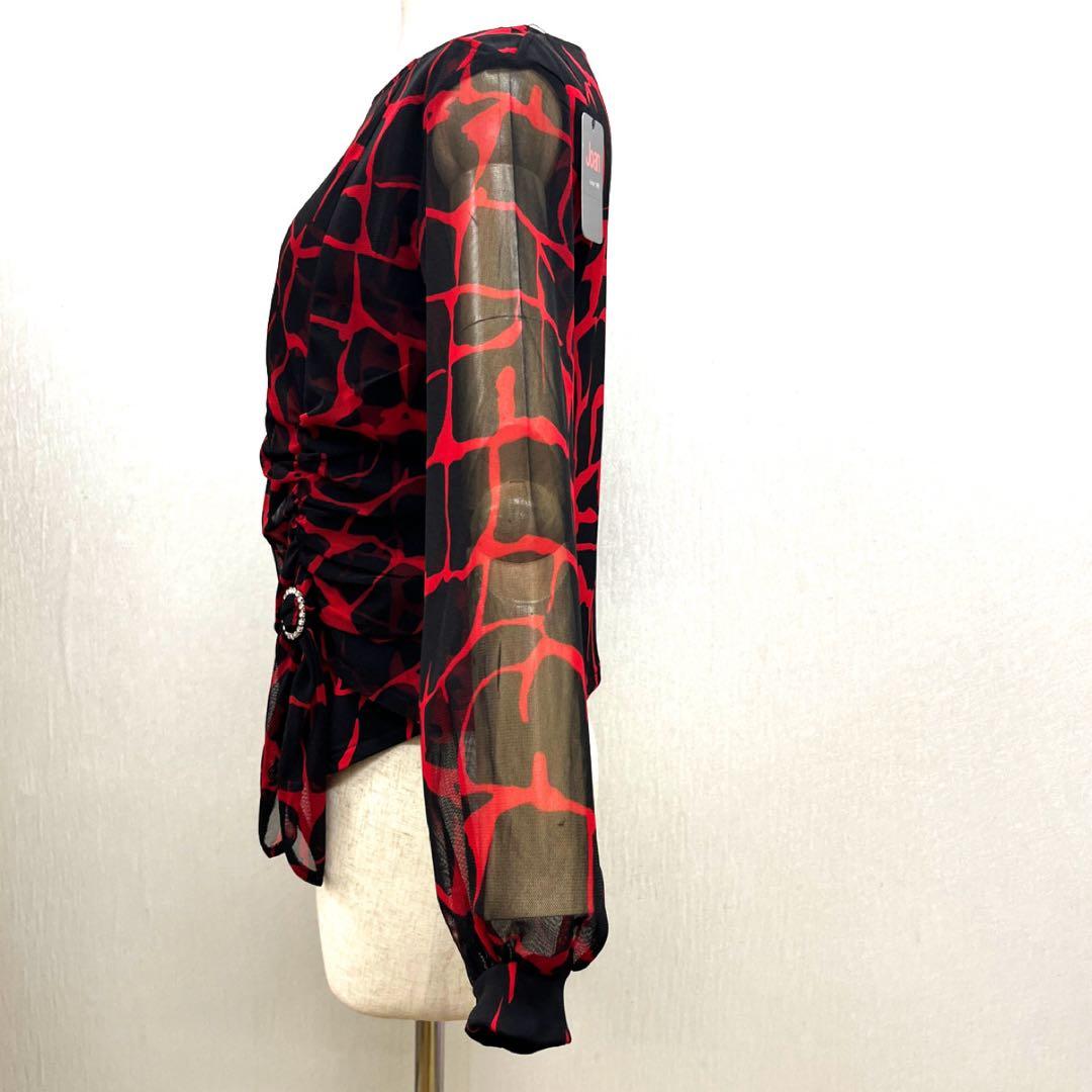 新品 JOAN トップス 黒地に赤 サイズL