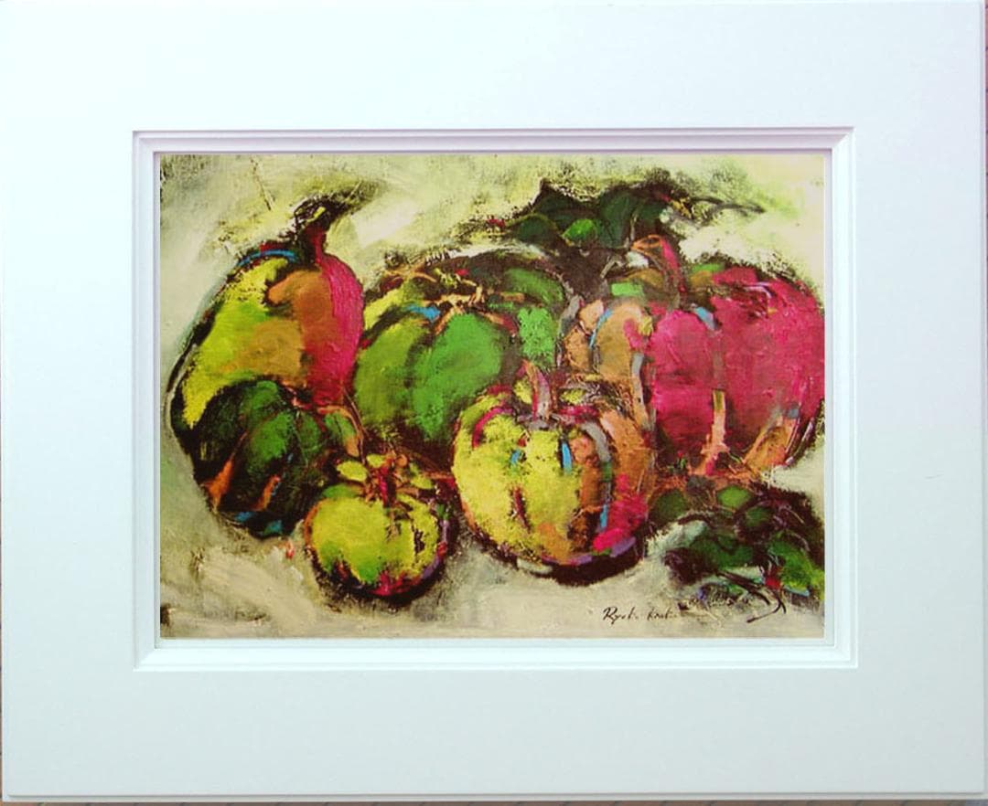 油絵 菅家令子 絵 絵画 インテリア 額付(白) uF6-061404 かぼちゃ