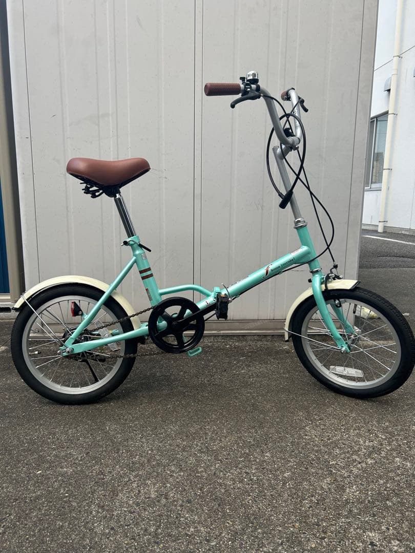 水色 アルミ折りたたみ自転車