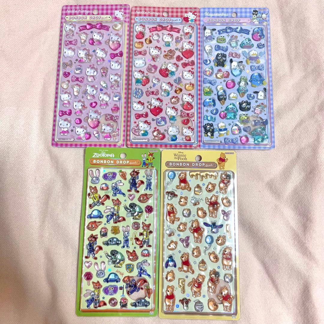 【正規品】ボンボンドロップシール ハローキティ はぴだんぶい プー ズートピア