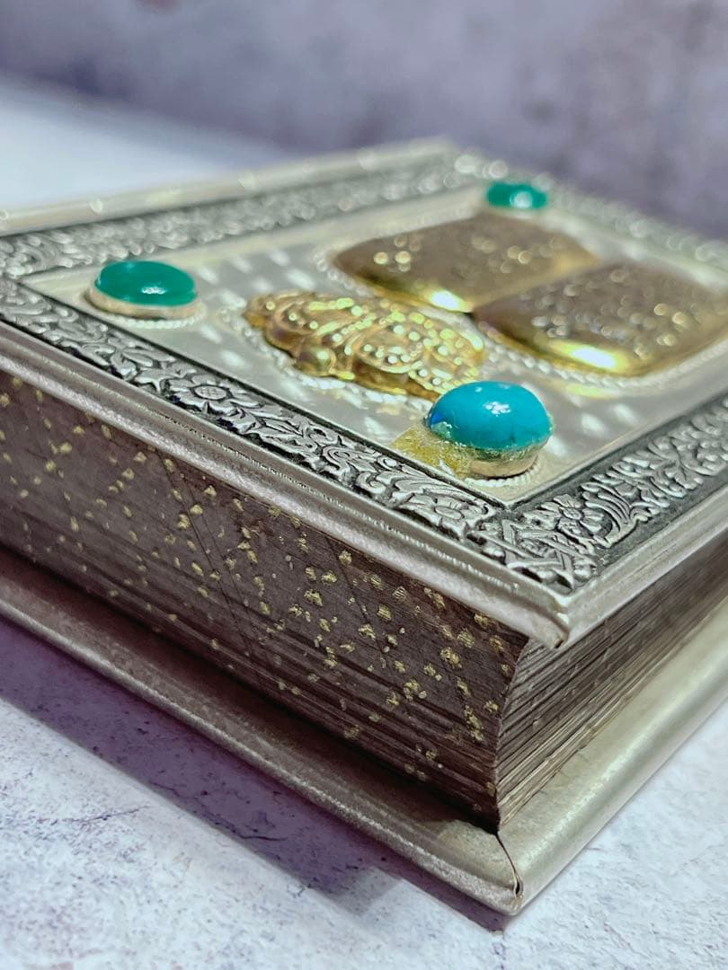 ヴィンテージ　祈祷書　聖書　イスラエル　ヘブライ語　トルコ石風　古本　洋書