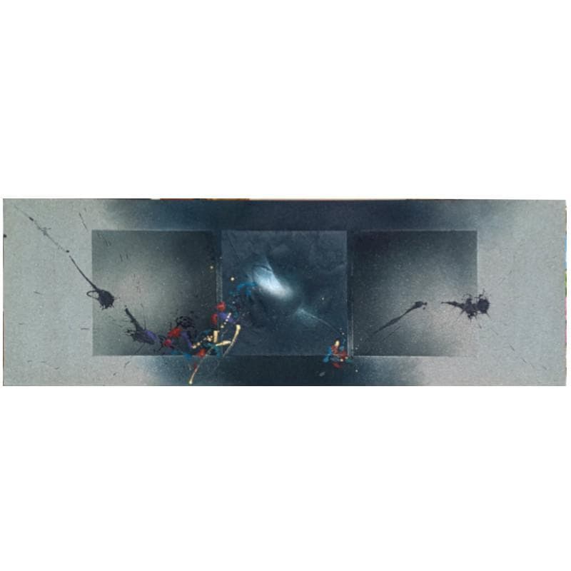 ☆高山洋夫☆砂地に描く『沈黙』のシリーズ アクリル画　肉筆　900X300
