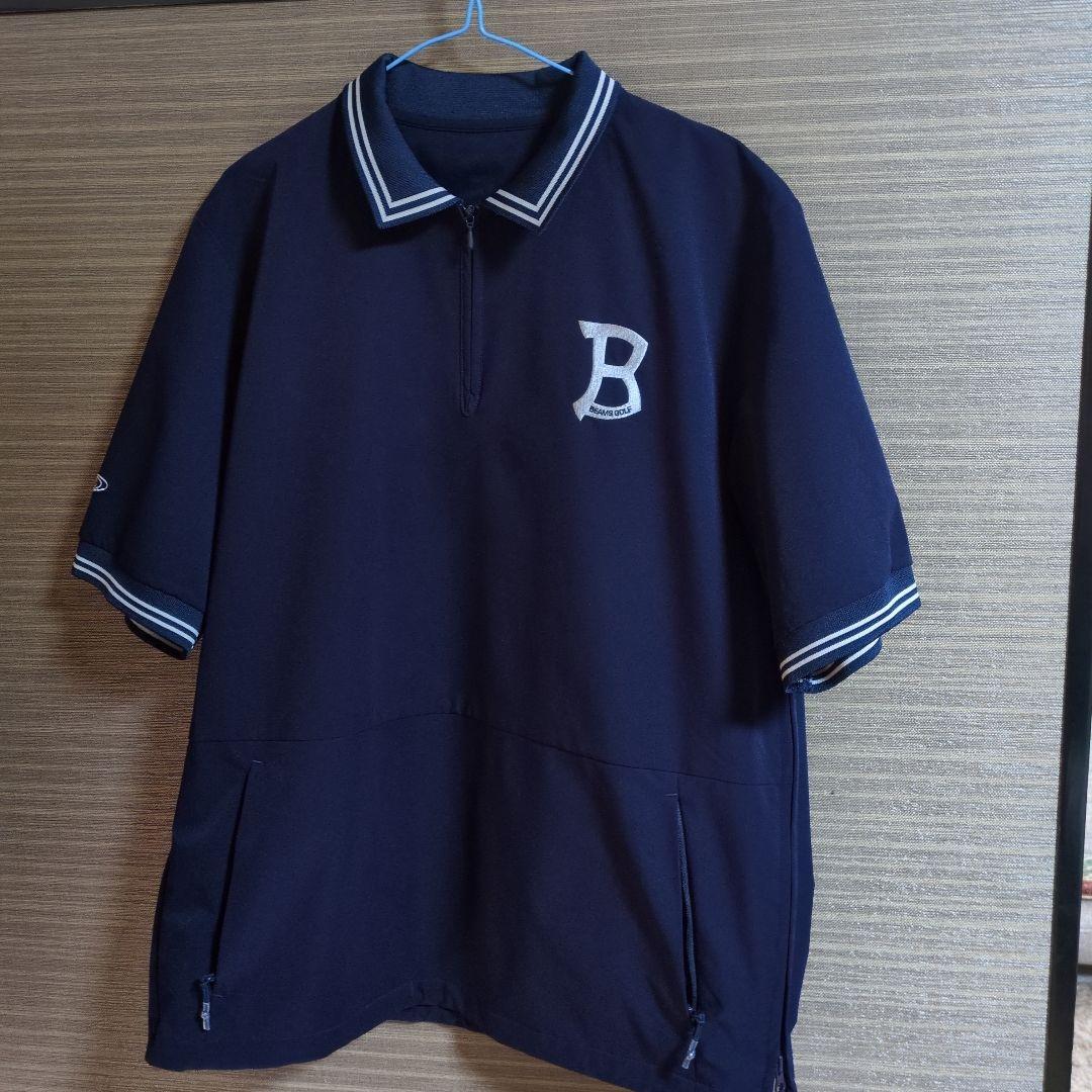 BEAMSGOLF ネイビー ジップアップポロシャツ