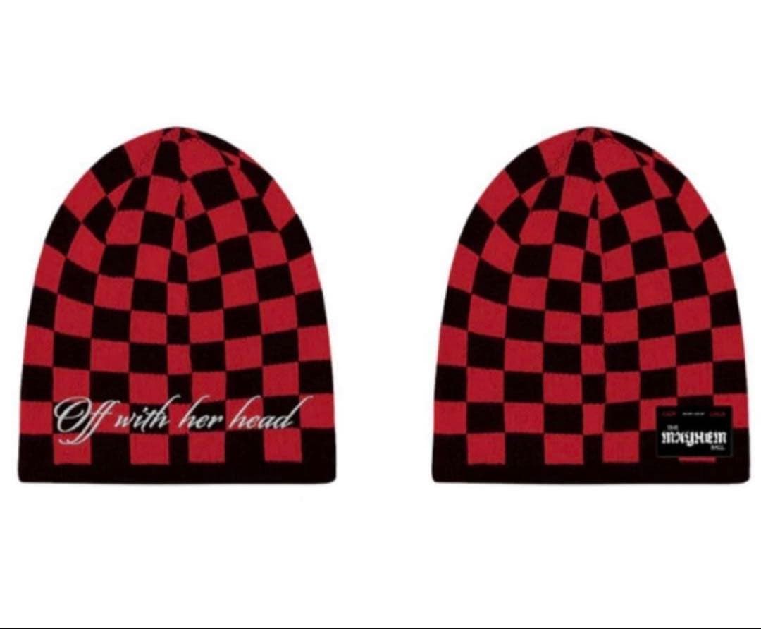 Lady Gaga OWHH Red × Black メッセージ刺繍ビーニー