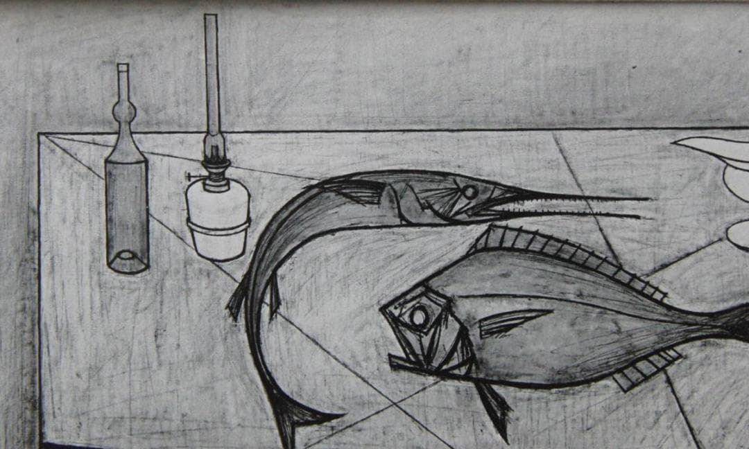 ベルナール・ビュッフェ【Nature morte aux poissons】