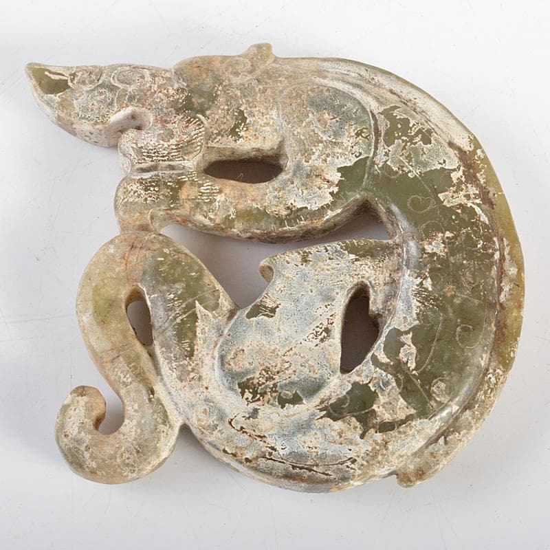 中国　玉石彫刻　神獣　玉器　玉壁　玉飾　玉珮　M　R5509