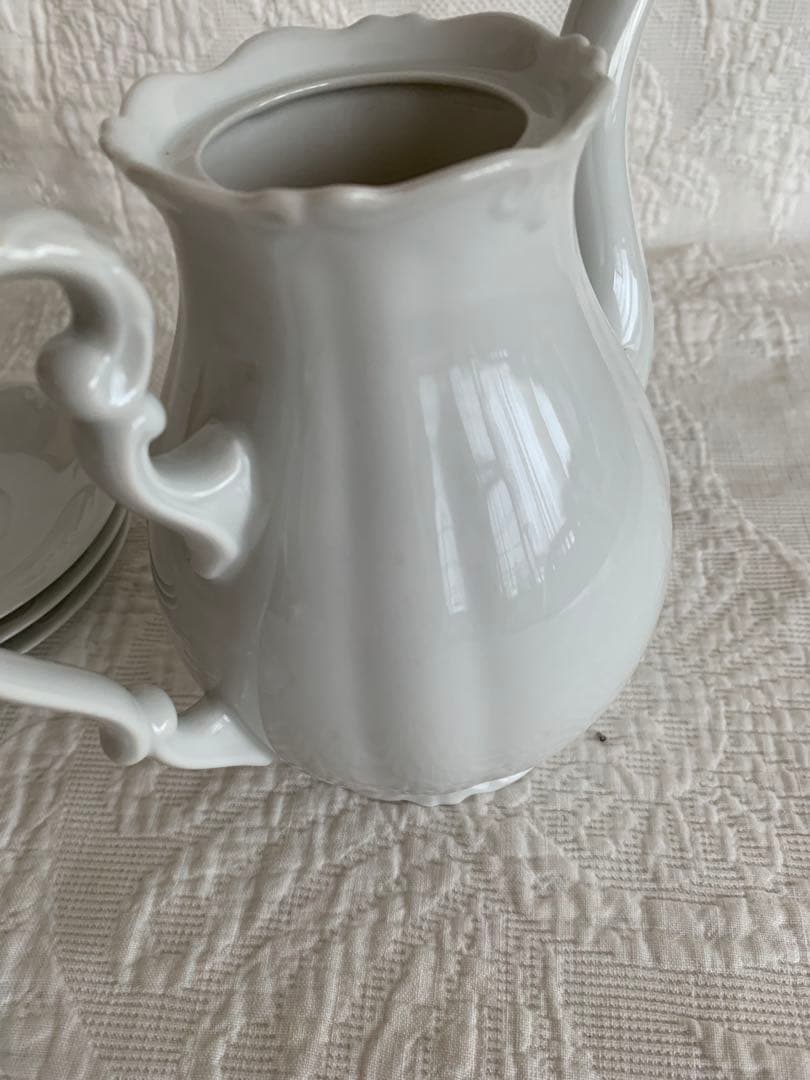 フランス・オランダ・ドイツアンティーク /ビンテージレリーフ白磁陶器6点set