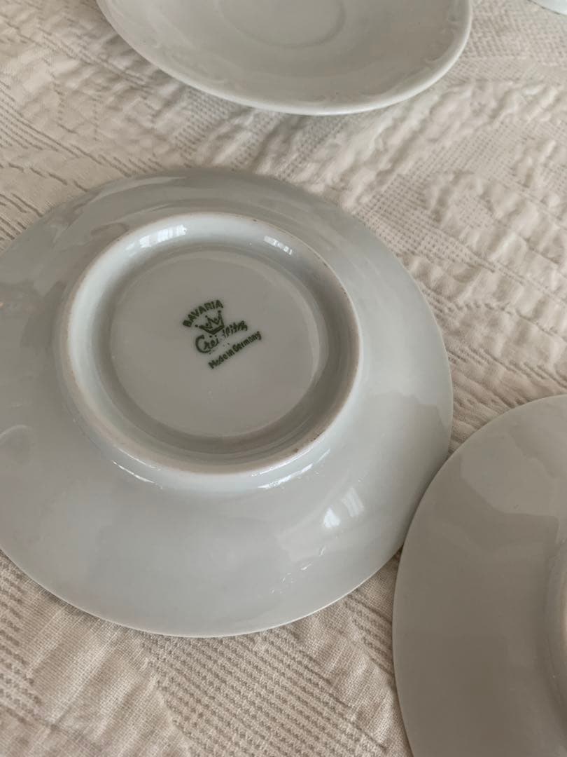 フランス・オランダ・ドイツアンティーク /ビンテージレリーフ白磁陶器6点set