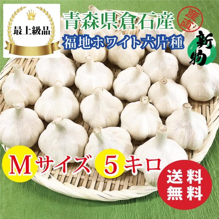 【最上級品】青森県倉石産にんにく福地ホワイト六片種Mサイズ 5kg