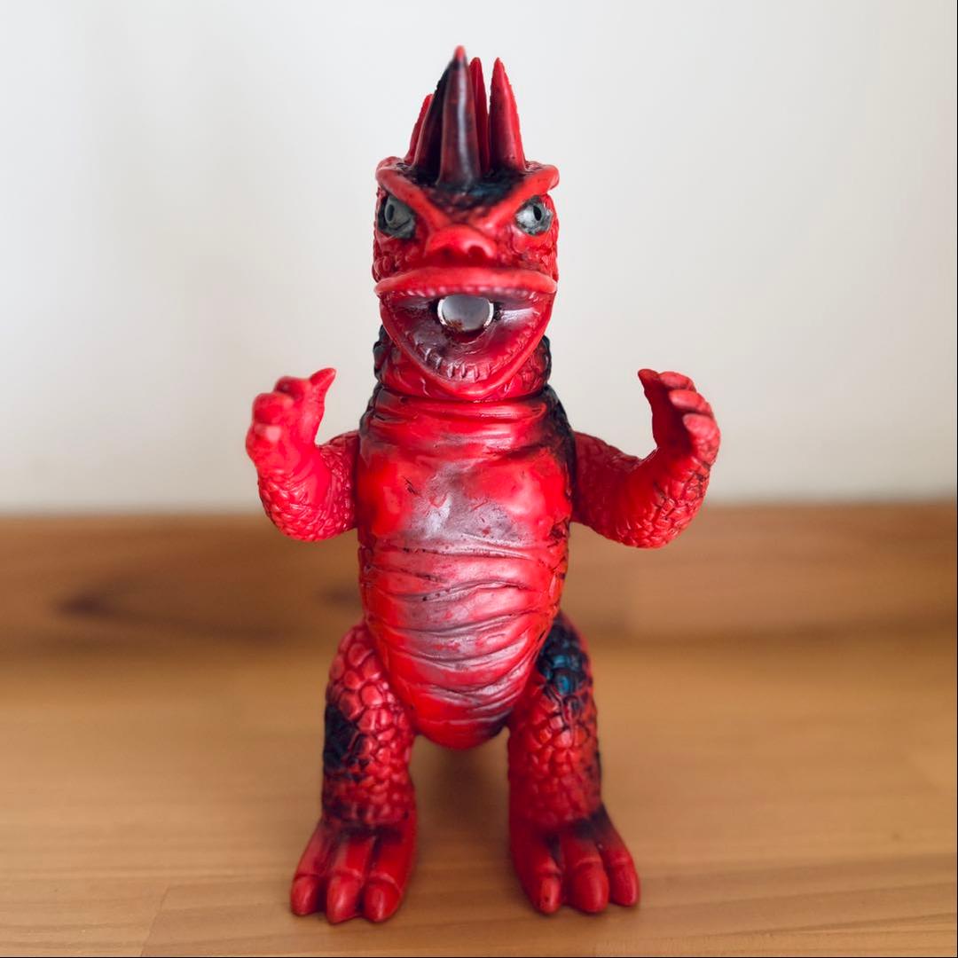 【無版権】六本角 火吹き怪獣 ソフビ 当時物