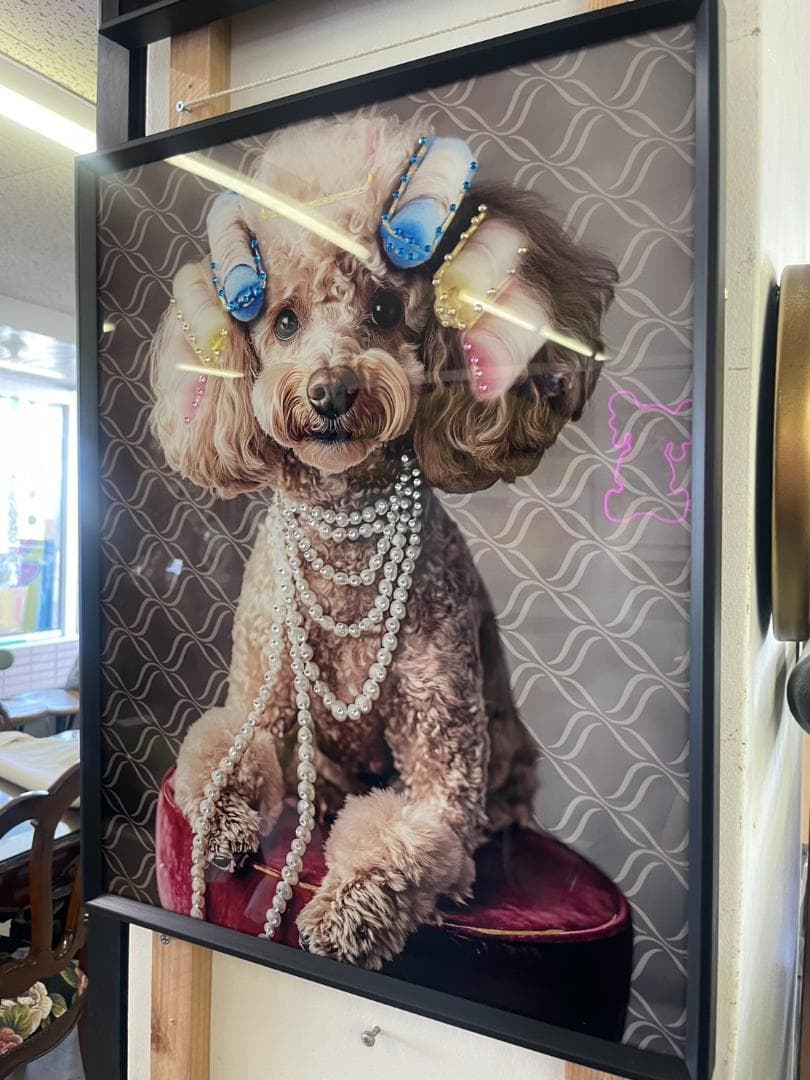 キラキラ　パネルアート　プードル　アート　絵画　絵　ポスター　壁掛け　額縁　犬