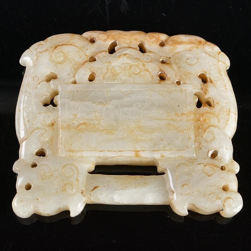 中国　玉石白玉彫刻　玉器　玉壁　玉飾　玉珮　M　R5484