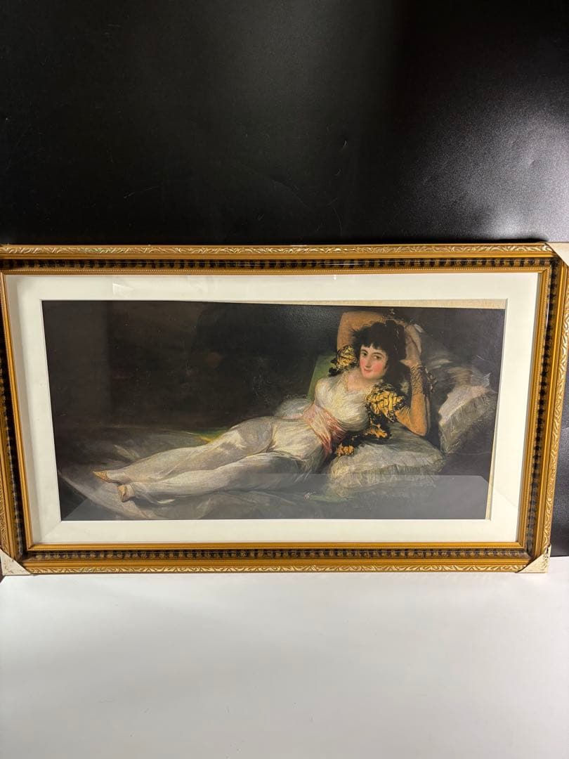 印刷複製画　 フランシスコ•デ•ゴヤ着衣のマハ婦人木製額縁 絵画 美術工芸画