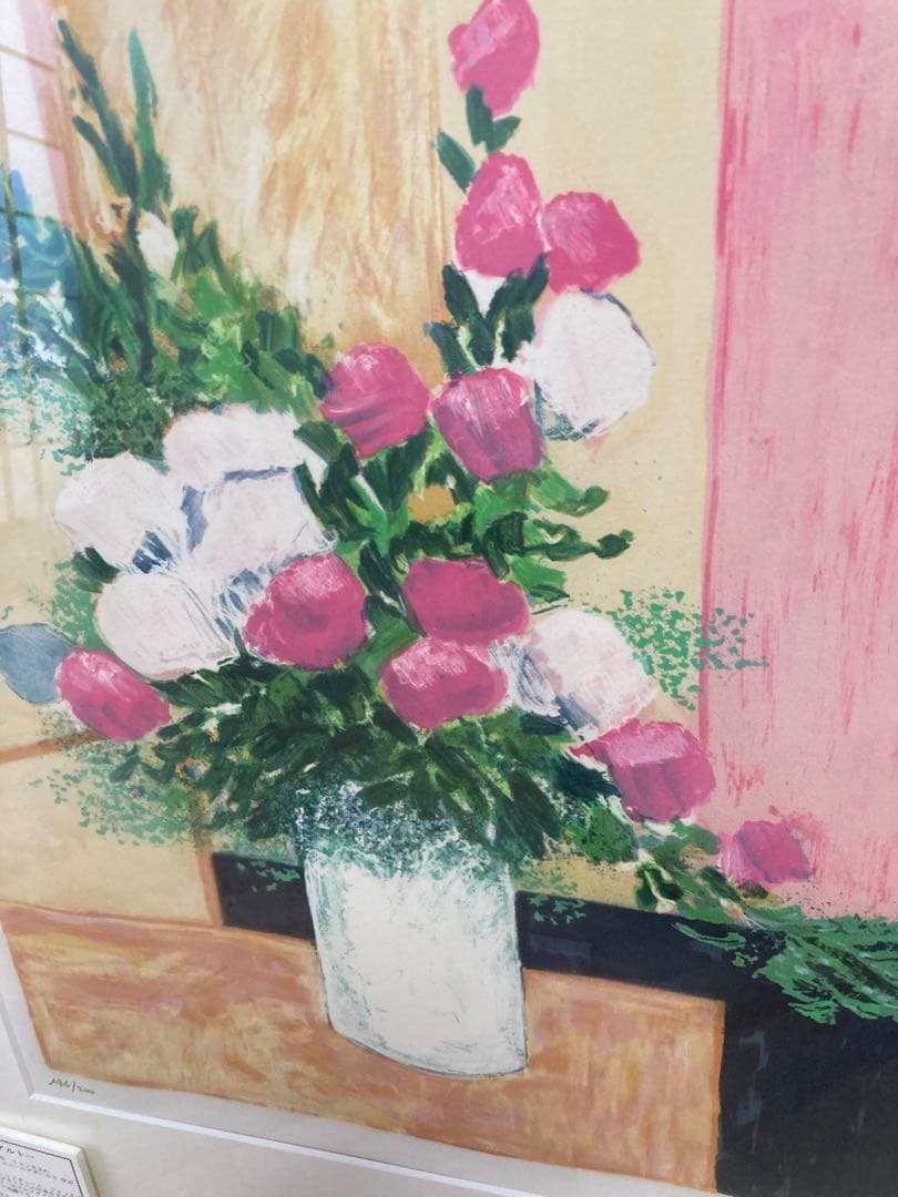 アルトーの版画　ローズ色のブーケ　明るい