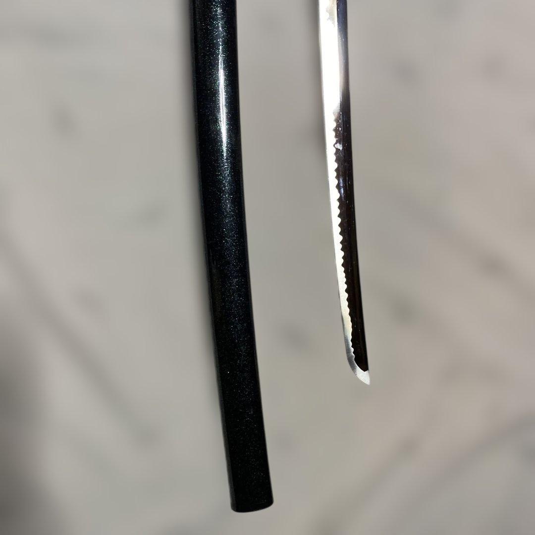 上級模造刀(下緒無し) 濃緑柄 菊花透し丸鍔 濃緑呂鞘