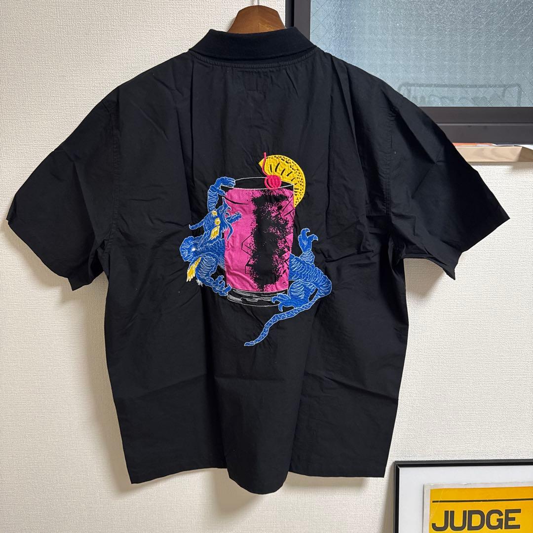 Stussy 黒 Lサイズ 刺繍シャツ　新品