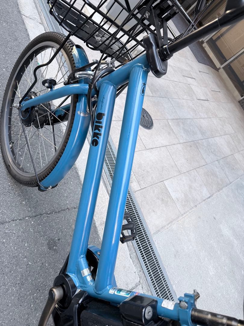 大阪府　子供乗せ　ブリヂストン　電動アシスト自転車 チャイルドシート付き 青
