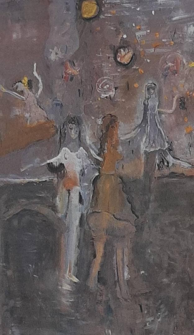 織田廣喜、「天の川」、希少画集の額装画、人気作品