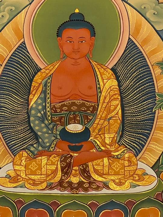 チベットの仏画　阿弥陀如来　手描き