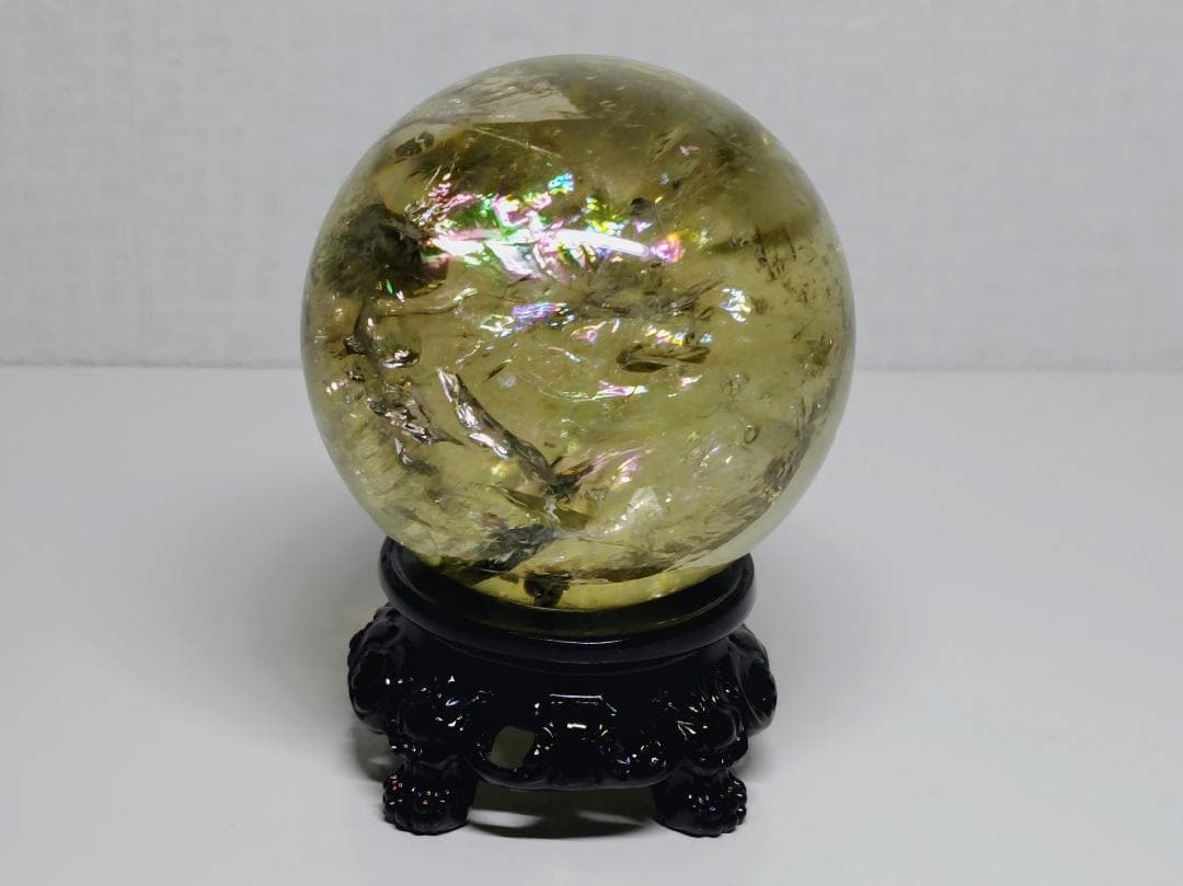 シトリン 473g 水晶 丸玉 スフィア 原石 鑑賞石 自然石 誕生石 鉱石