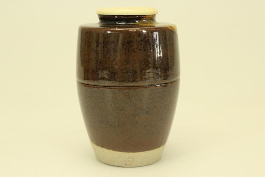 茶道具 膳所焼 肩衝 茶入 共箱 未使用(A775)