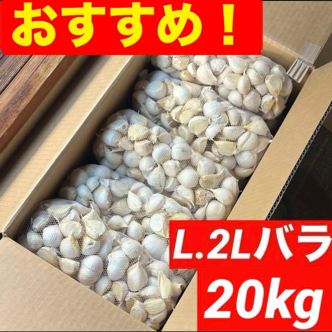 【お買い得セール】青森県 福地ホワイト にんにく L.2Lバラ 20kg 激安