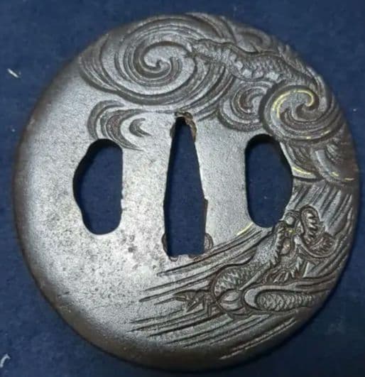 日本刀鍔　時代物　状態抜群！　龍