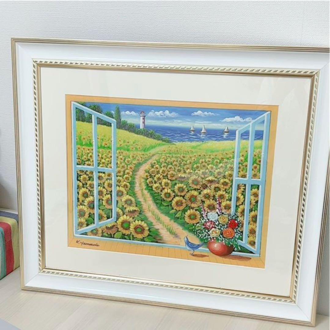 K.Yamada 肉筆絵画　ひまわり