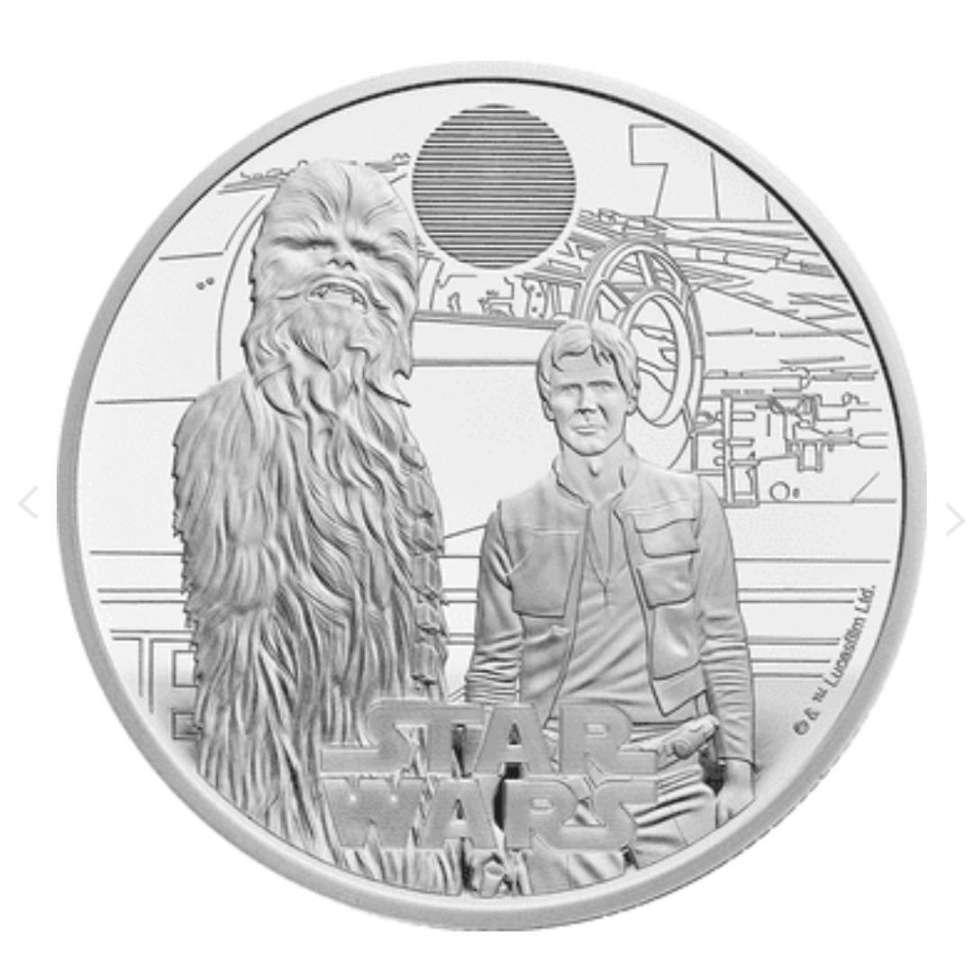 英国2024年スターウォーズ ハン・ソロ＆チューバッカ2ポンドプルーフ銀貨