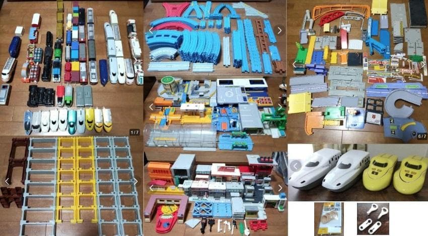 交換用ゴムx9,連結具2セットおまけ付 プラレールまとめ売り 駅,転車台等々
