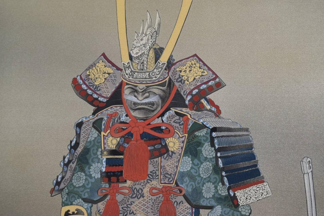 【真作】小島康文/鎧図/甲冑/掛軸☆宝船☆AB-465