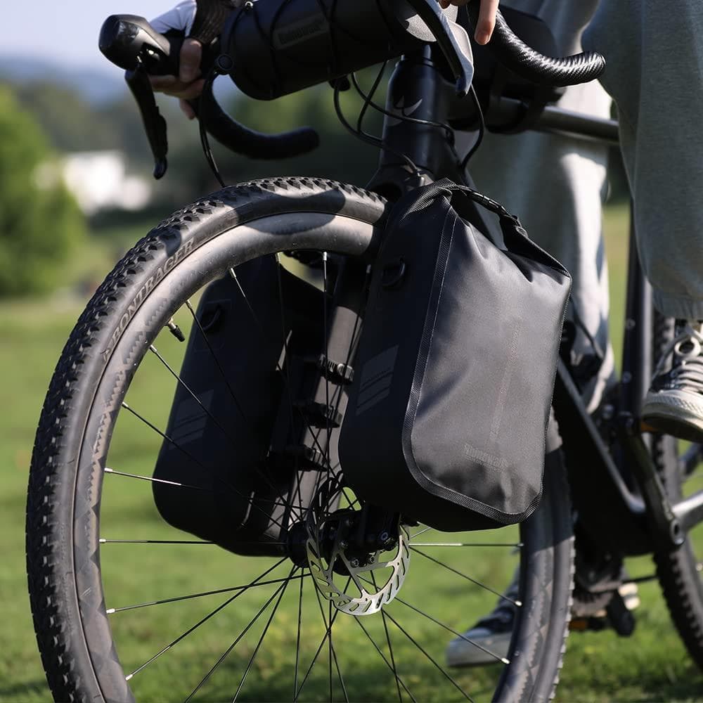 RhinoWeld 自転車 フォークバッグ 取付具付 ラック不要 完全防水 6L