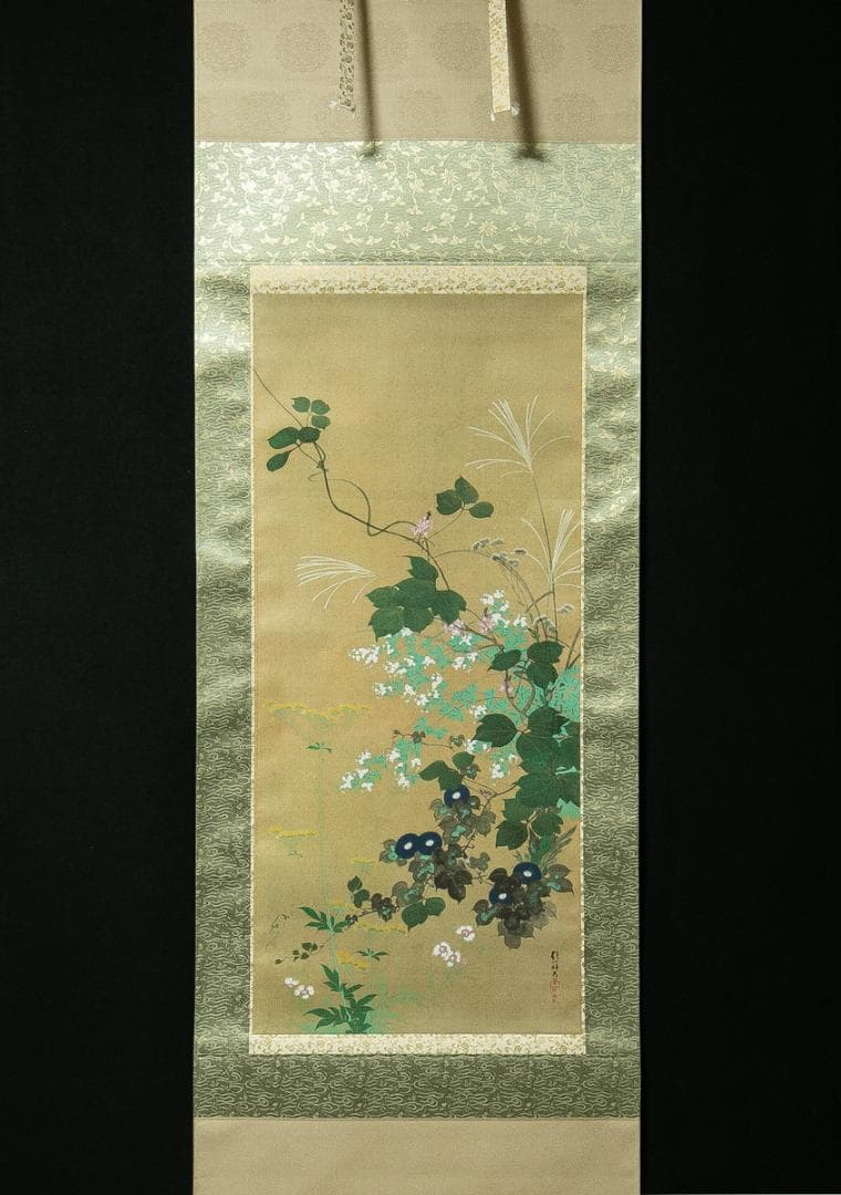 掛軸-1744　酒井抱一　七草図　印刷工芸作品