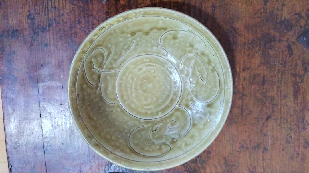 李朝(後期)青磁しのぎ茶碗